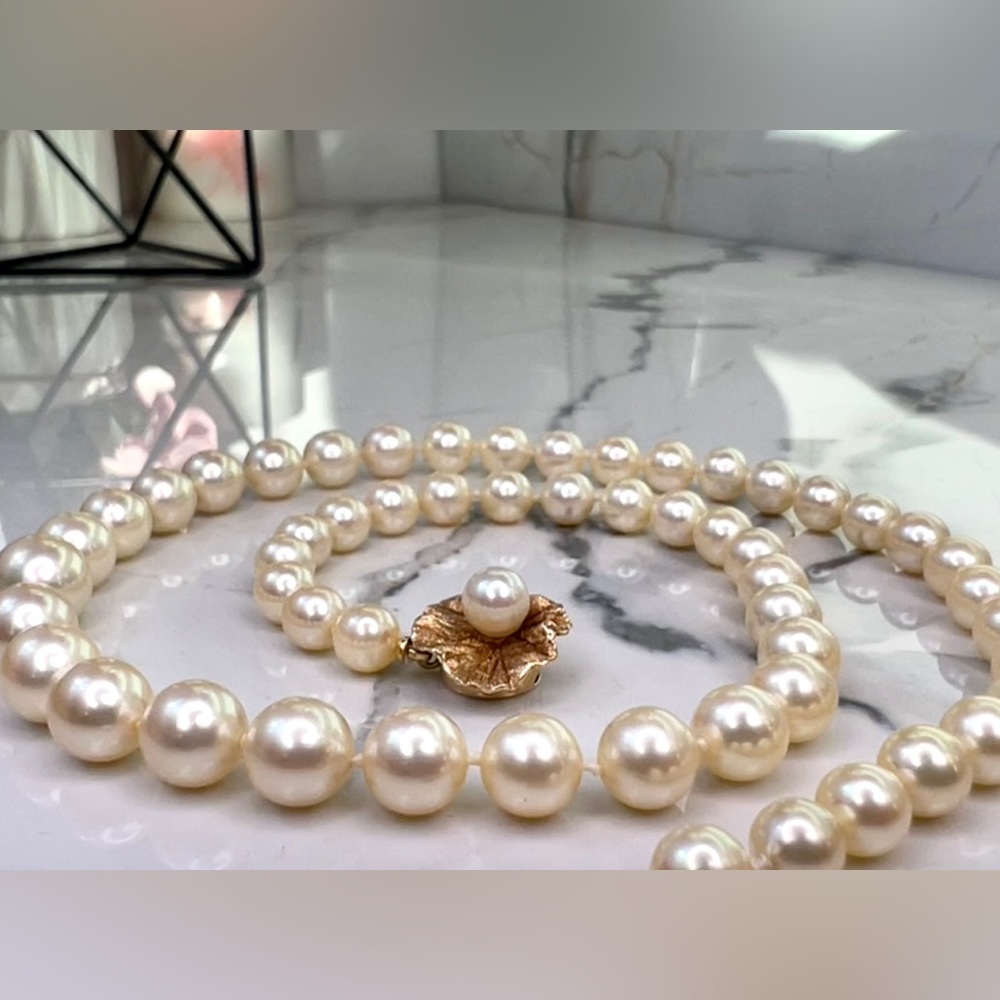 SOLD Antique 14k Gold Clasp Natural Genuine Pearls Vintage Necklace Christmas